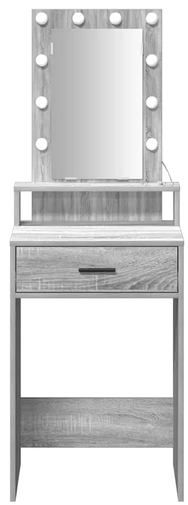 Mesa de maquilhagem vidaXL com luzes LED cinzento sonoma 50x41x140 cm