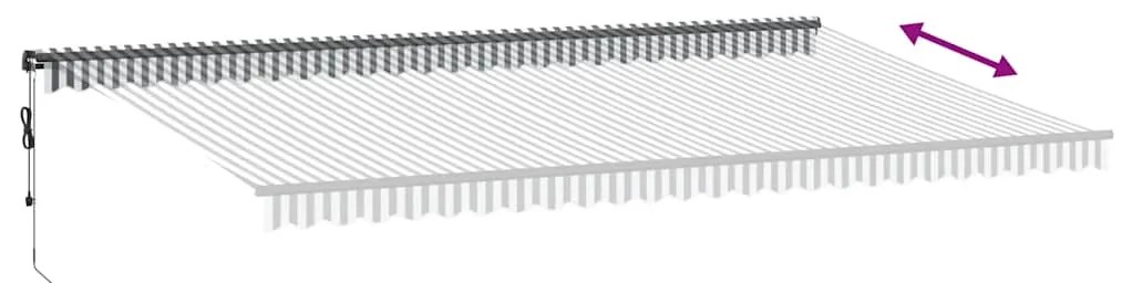 Toldo retrátil automático 600x300 cm antracite e branco