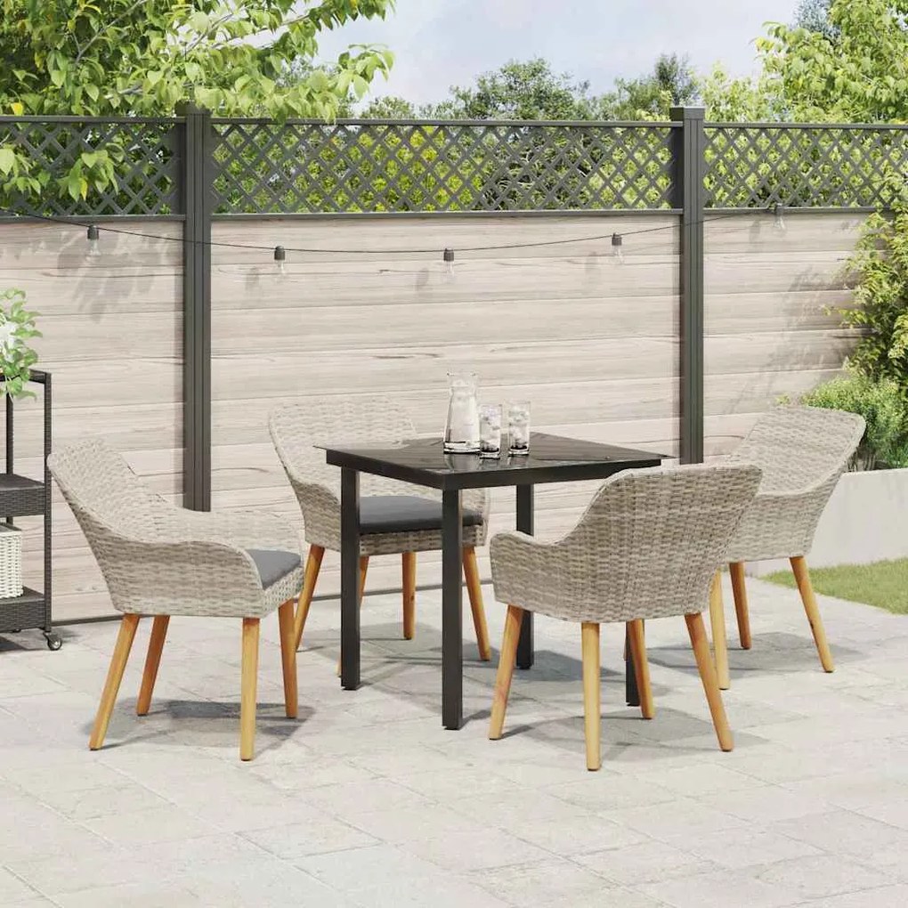 Conjunto de sala de jantar 5 pcs Cinza claro e preto Médio