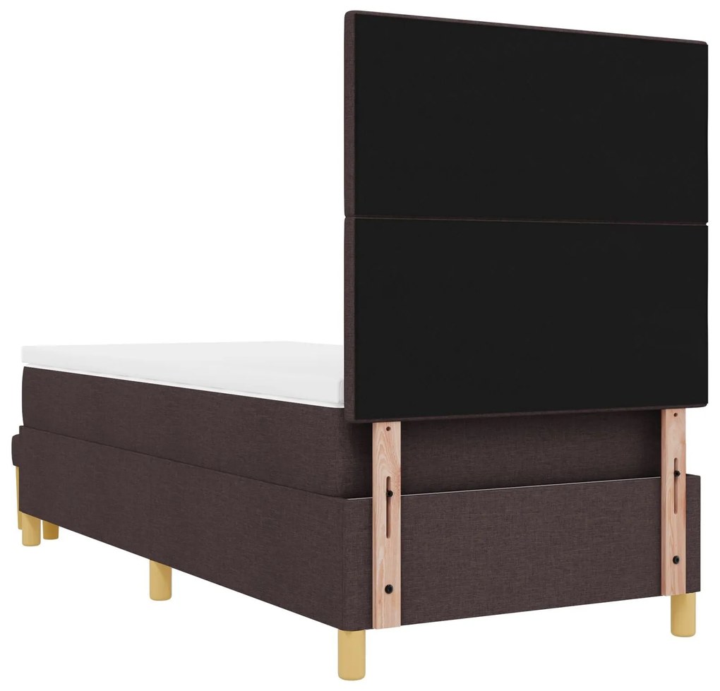 Cama Box Spring vidaXL com Colchão e Banco Marrom Escuro 90x200 cm Tec