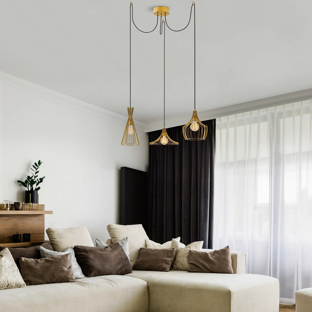 Candeeiro de Teto Mezopotamya – Dourado – Diâmetro 114 cm, Altura 130