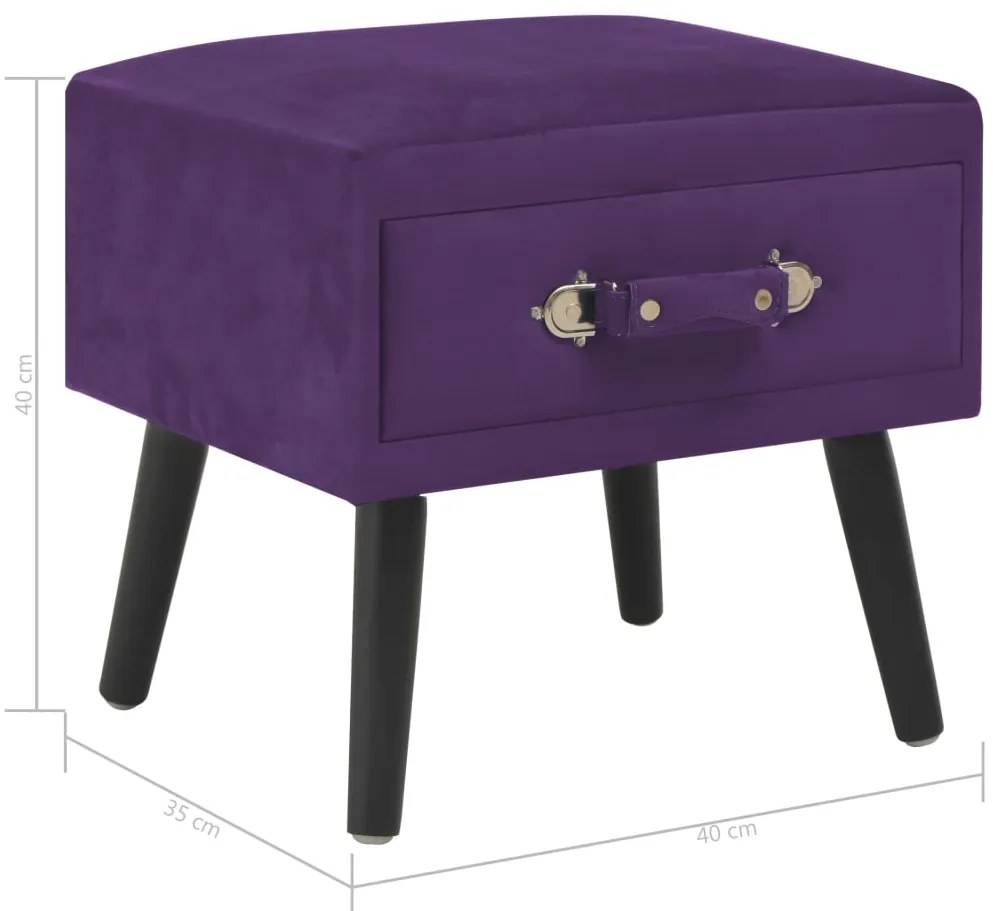 Mesas-de-cabeceira 2 pcs 40x35x40 cm veludo roxo-escuro