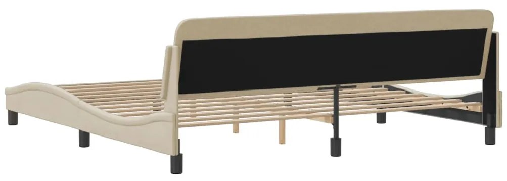 Estrutura de cama sem colchão 200x200 cm tecido cor creme