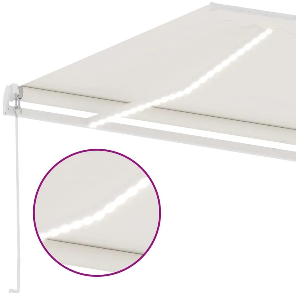 Toldo retrátil manual com LED 350x250 cm cor creme