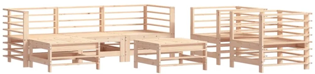 7 pcs conjunto lounge de jardim com almofadões madeira maciça
