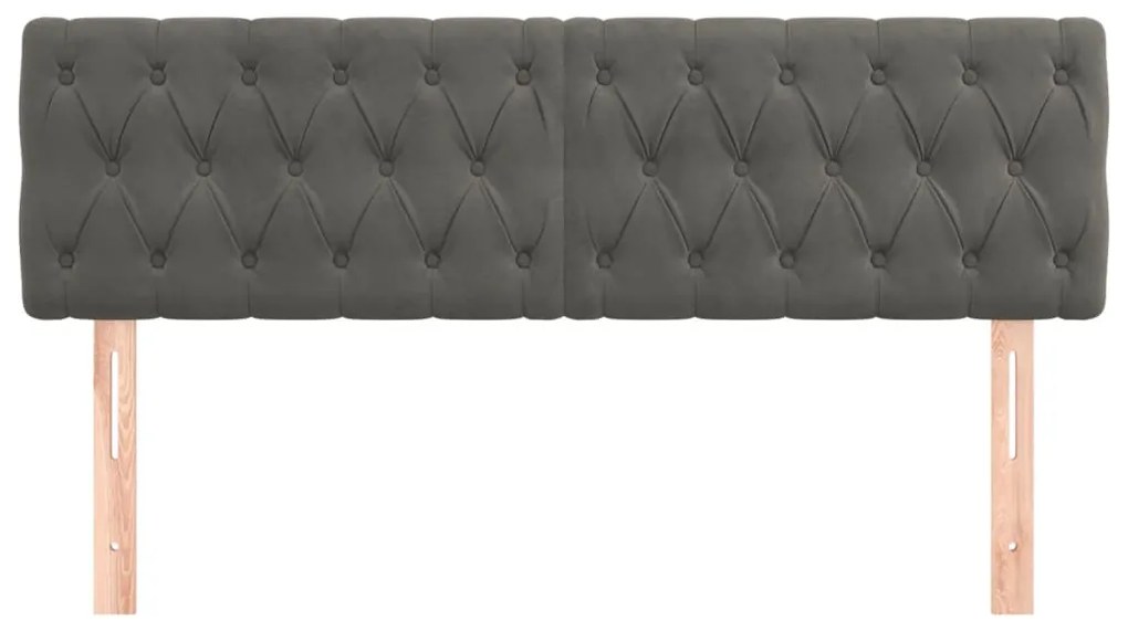 Cabeceira de cama 2 pcs veludo 72x7x78/88 cm cinzento-escuro