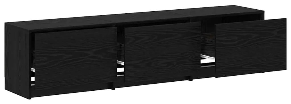 Armário de TV com LED Carvalho Preto 162.5x34x40 cm Madeira Engenheira