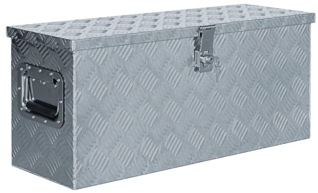 Caixa de alumínio 76,5x26,5x33 cm prateado
