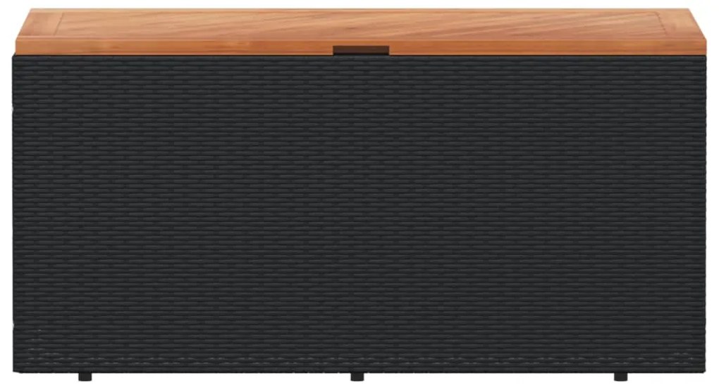 Caixa arrumação jardim 110x50x54 cm vime PE/acácia maciça preto