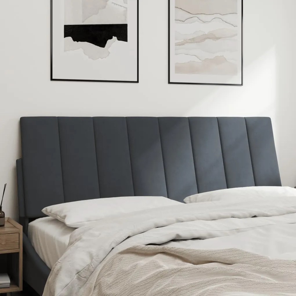 Almofadão de cabeceira 140 cm veludo cinzento-escuro