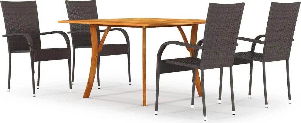 vidaXL 5 pcs conjunto de jantar para jardim castanho