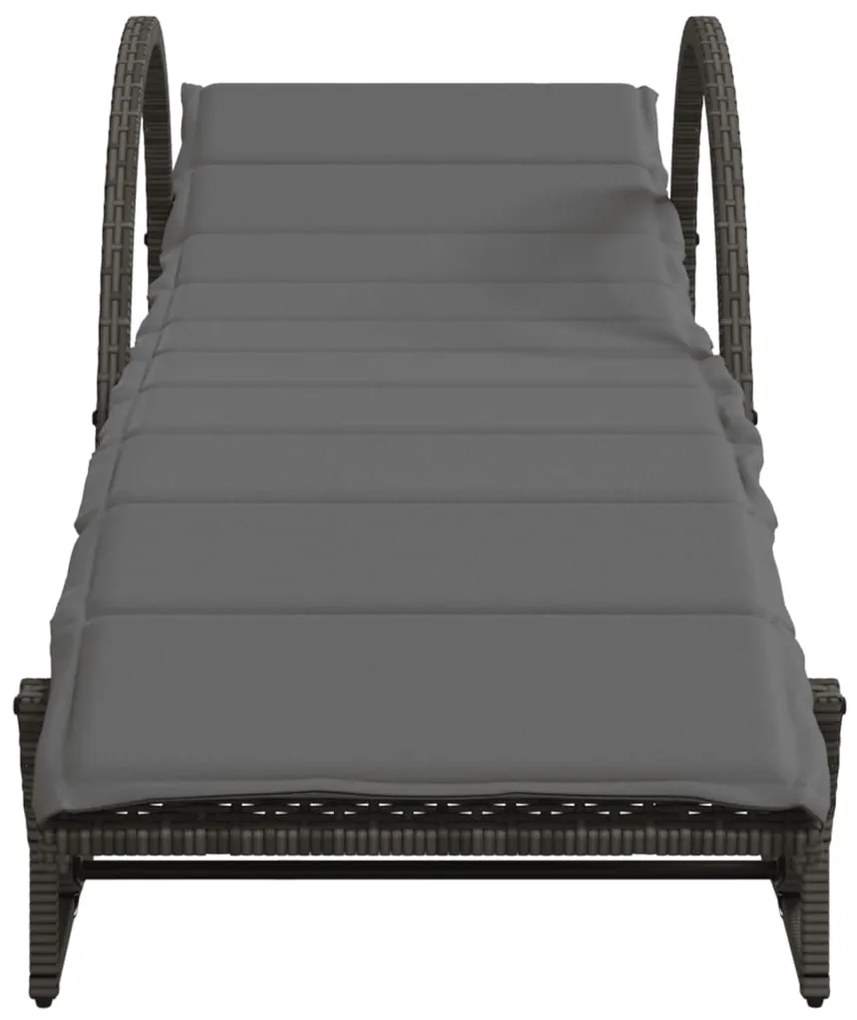 Espreguiçadeiras com almofadões 2 pcs vime PE cinzento