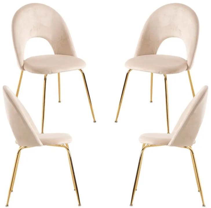 Pack 4 Cadeiras Dawa Gold Veludo - Beige