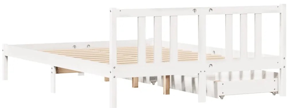 Cama sem colchão 140x200 cm madeira de pinho maciça branco