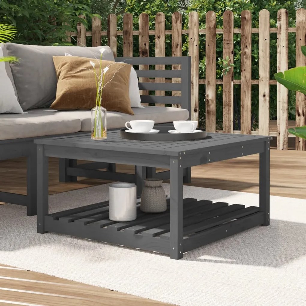 vidaXL Mesa de jardim 82,5x82,5x45 cm madeira de pinho maciça cinzento
