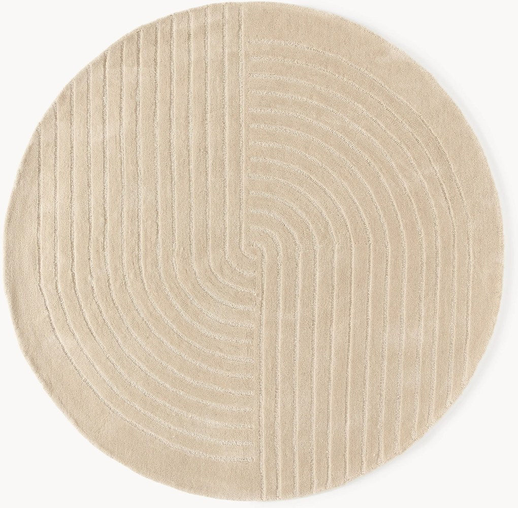 Tapete redondo de lã artesanal Mason