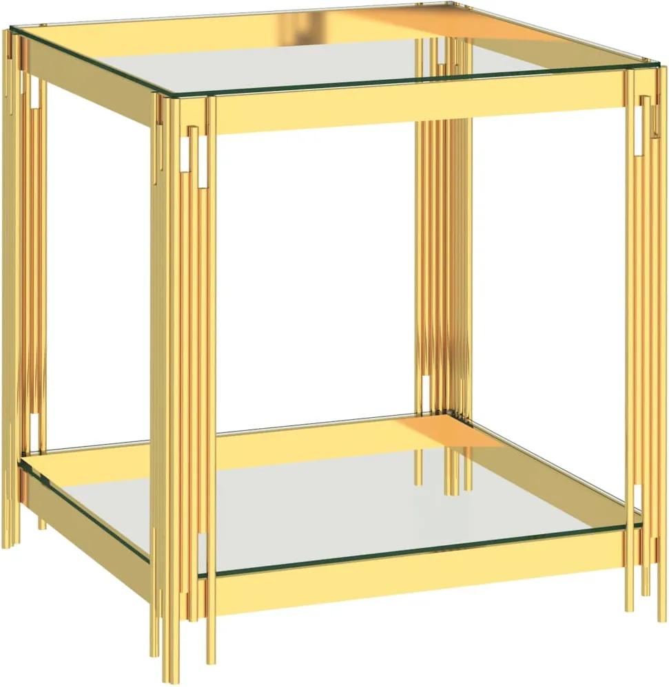 Mesa de centro 55x55x55 cm aço inoxidável dourado e vidro