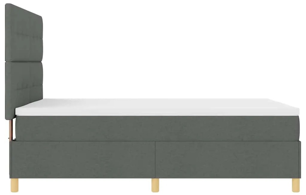 Cama com Box Spring com Colchão &amp; LED Cinza Escuro 160x200 cm Tecido