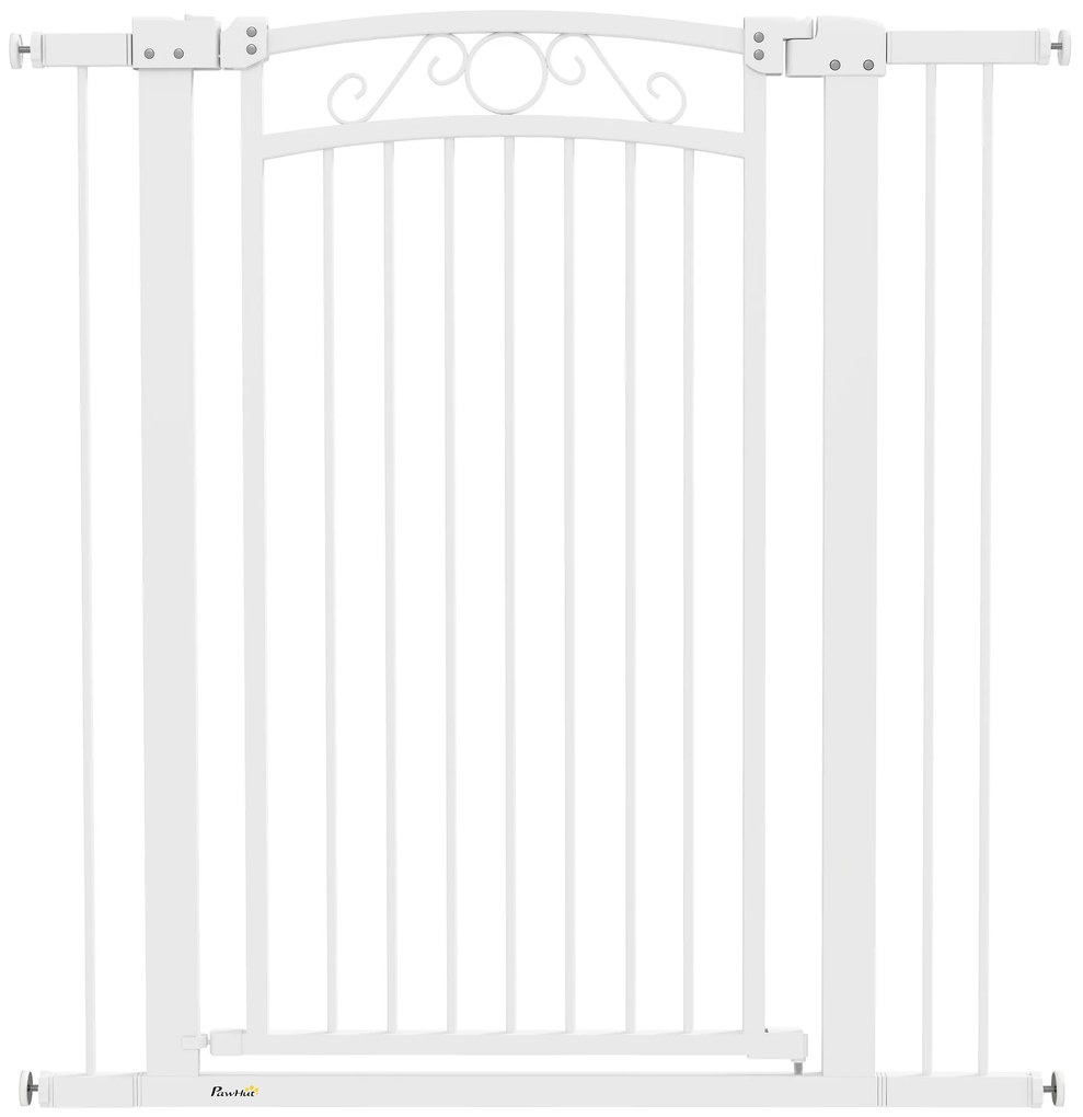 PawHut Barreira de Segurança para Cães Extensível Barreira para Animais de Estimação com Duplo Bloqueio 76-102x4x104 cm Branco | Aosom Portugal