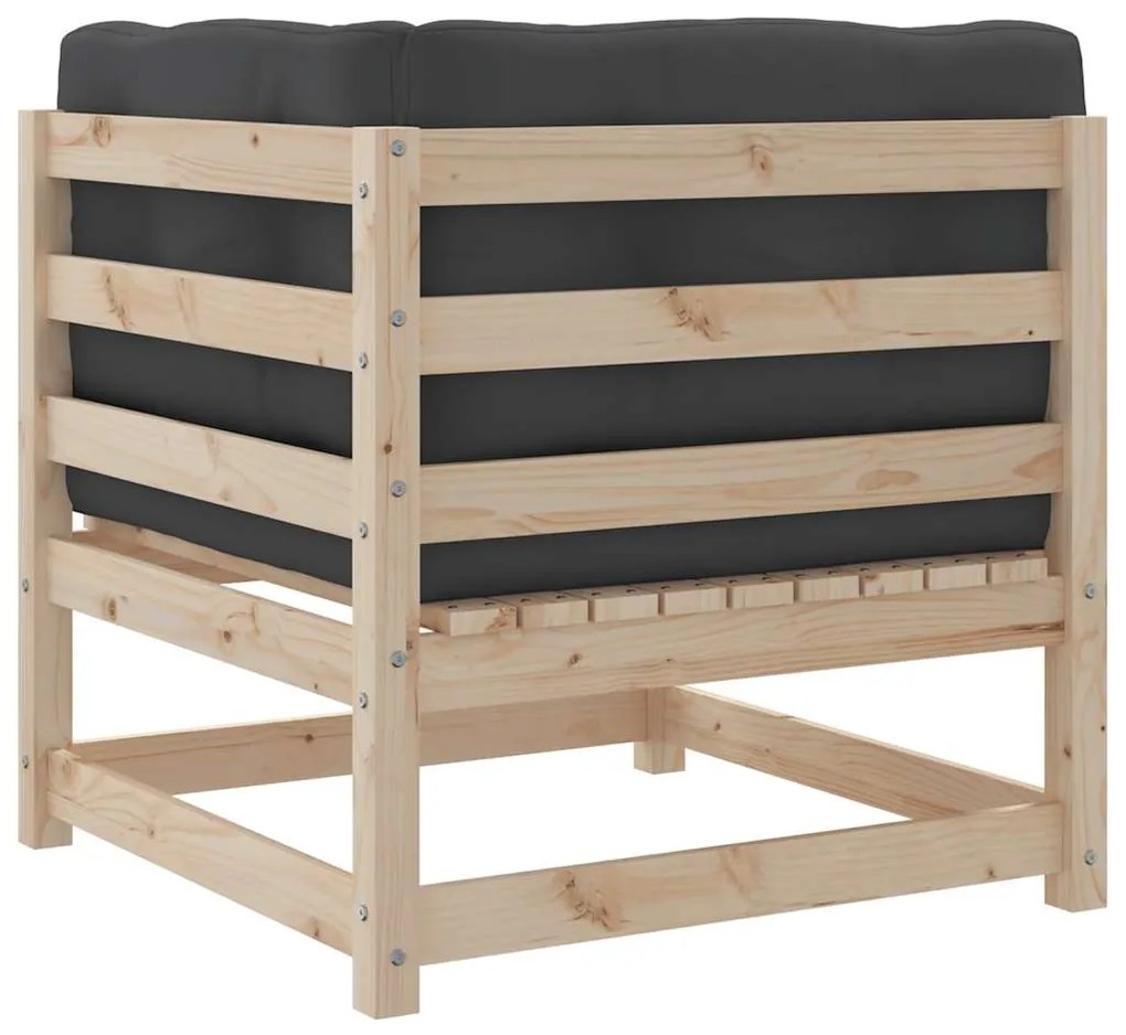 10 pcs conjunto sofás jardim c/ almofadões madeira pinho maciço