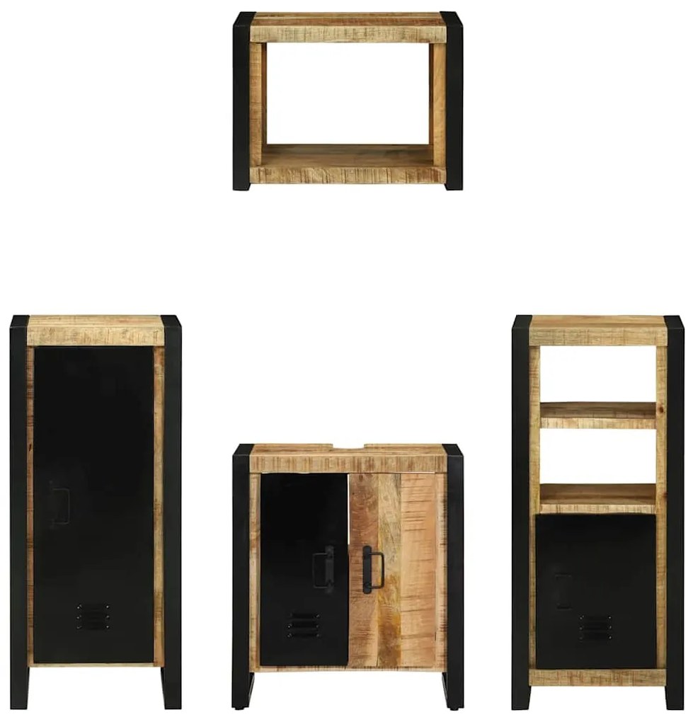 Conjunto de Móveis para Banheiro 4 pcs Madeira de manga maciça