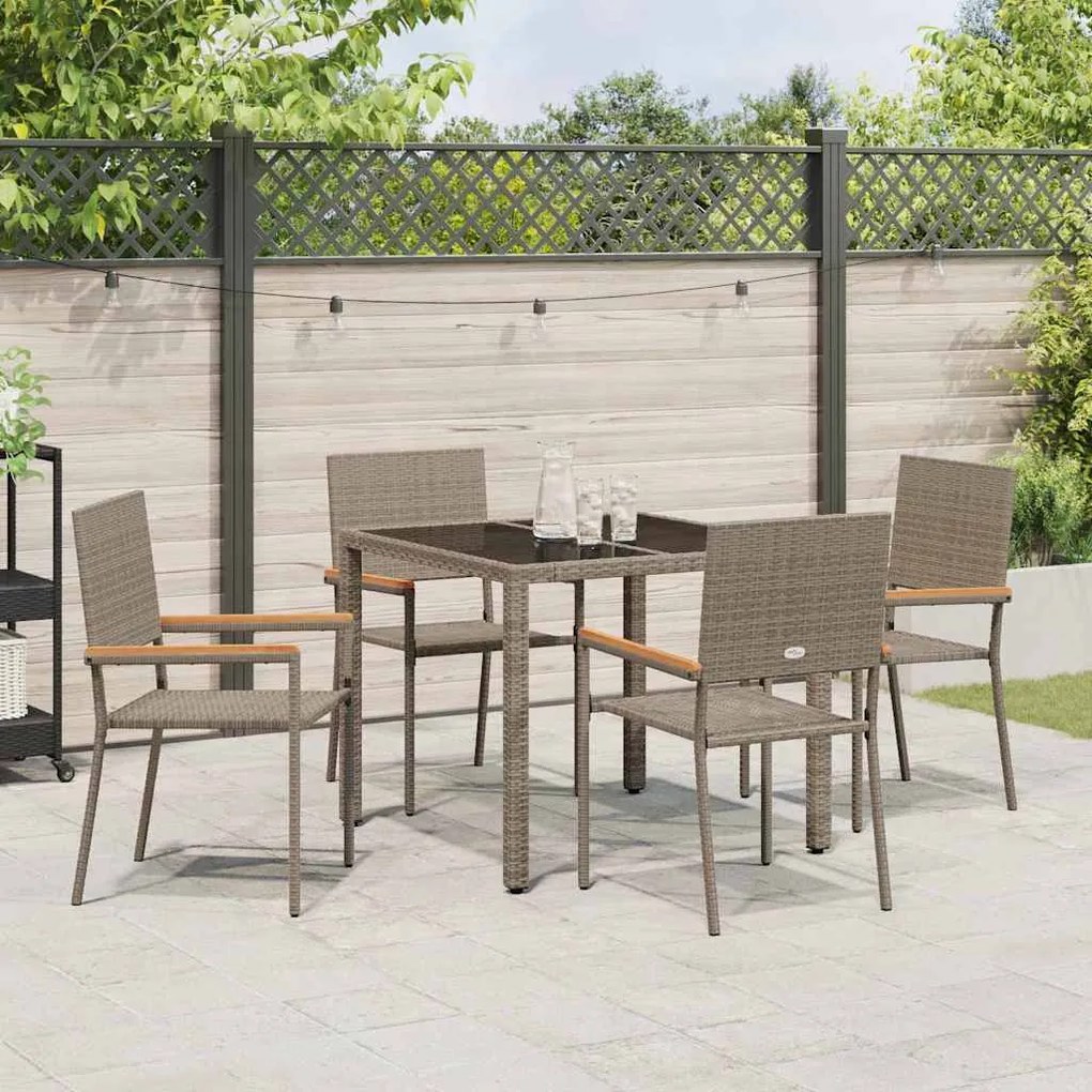 Conjunto de Jantar de Jardim de 5 Peças Cinza Vime Rattan