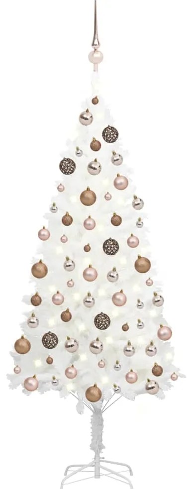 vidaXL Árvore Natal artificial pré-iluminada c/ bolas branco