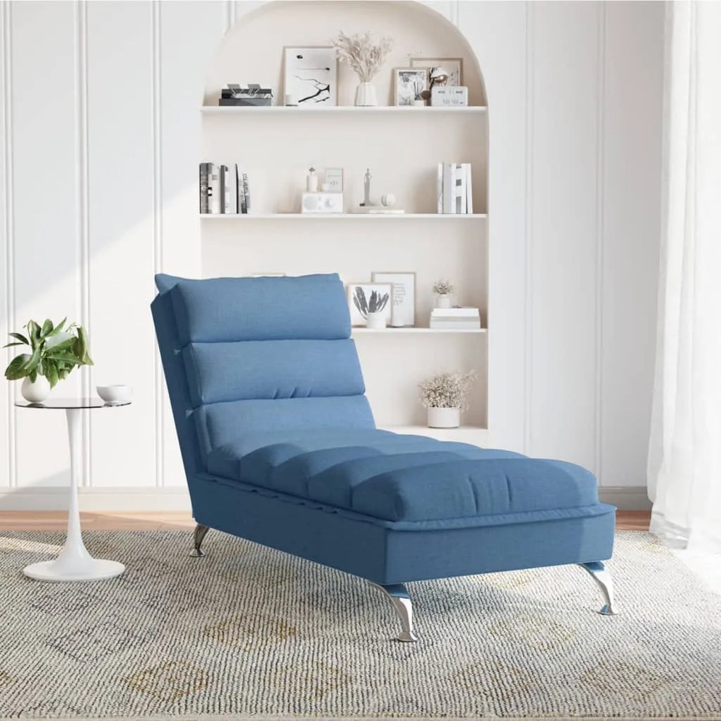 Chaise lounge com almofadões tecido azul