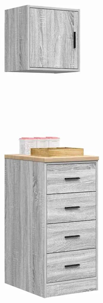 Armários de garagem 2 pcs derivados de madeira cinzento sonoma