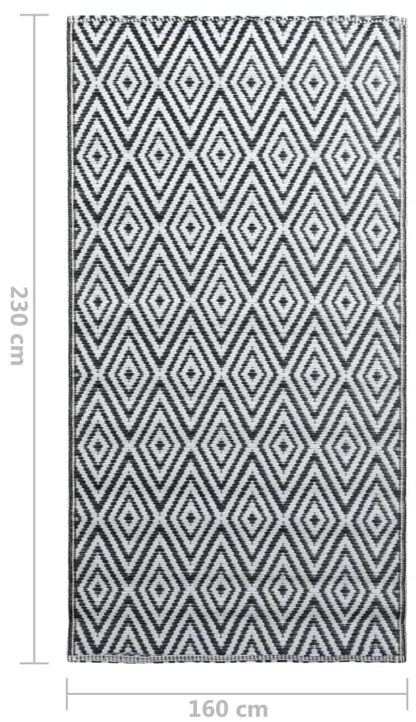 Tapete de exterior 160x230 cm ARAKIL PP branco e preto