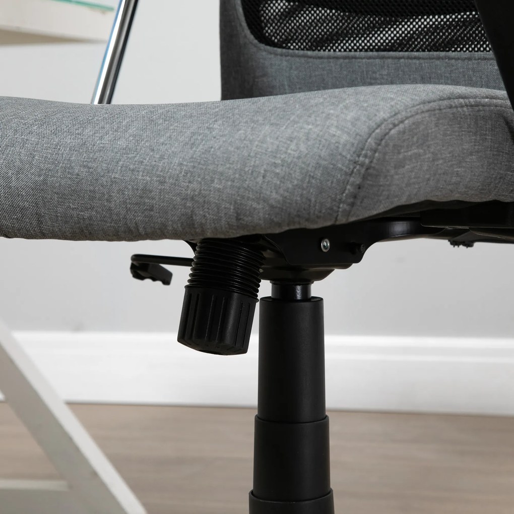 Vinsetto Cadeira de escritório ergonômica giratória e basculante com altura de assento ajustável 62x62x118-128 cm Cinza