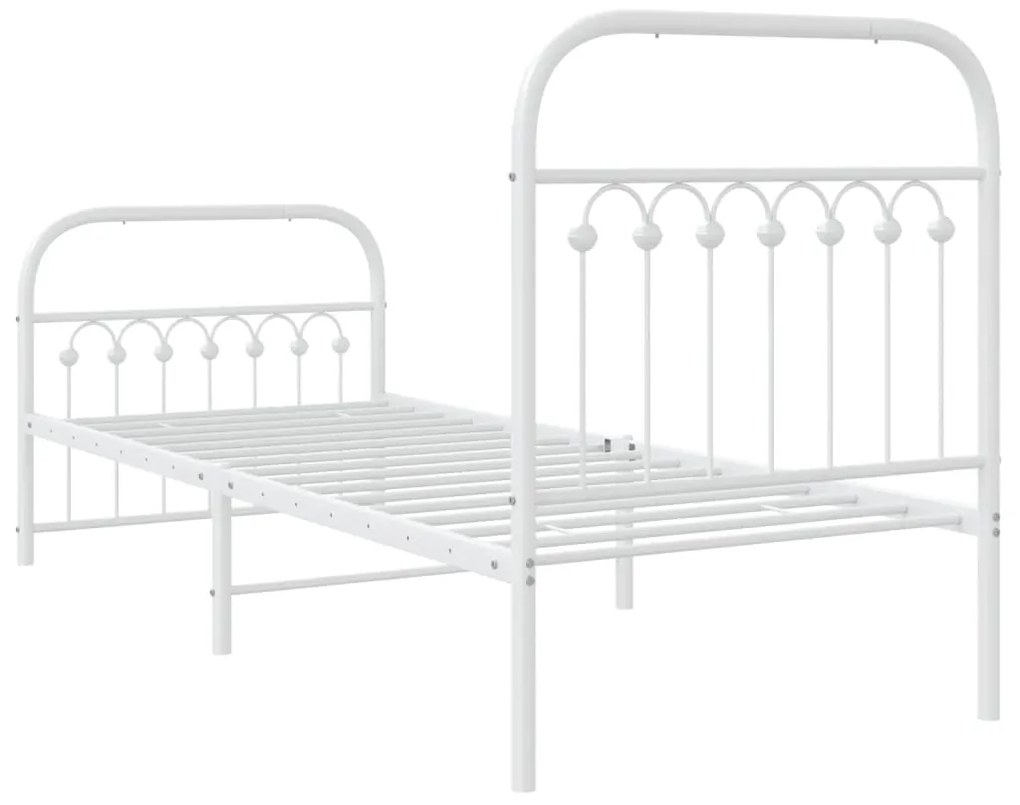 Estrutura de cama com cabeceira e pés 75x190 cm metal branco