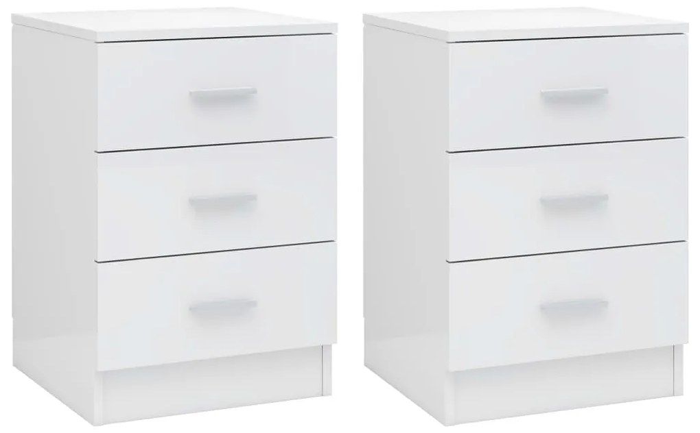 800463 vidaXL Mesas de cabeceira 2 pcs 38x35x56 cm contrapl. branco brilhante