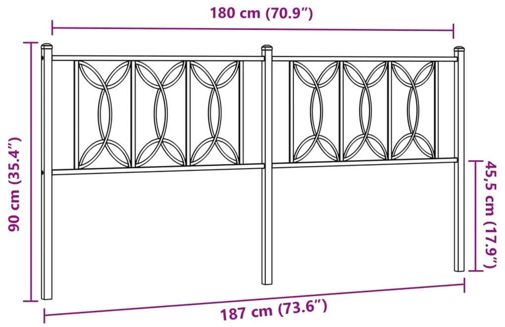 Cabeceira de cama 180 cm metal branco