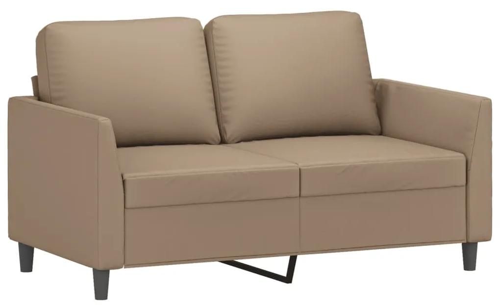 2 pcs conjunto sofás c/ almofadões couro artif. cor cappuccino