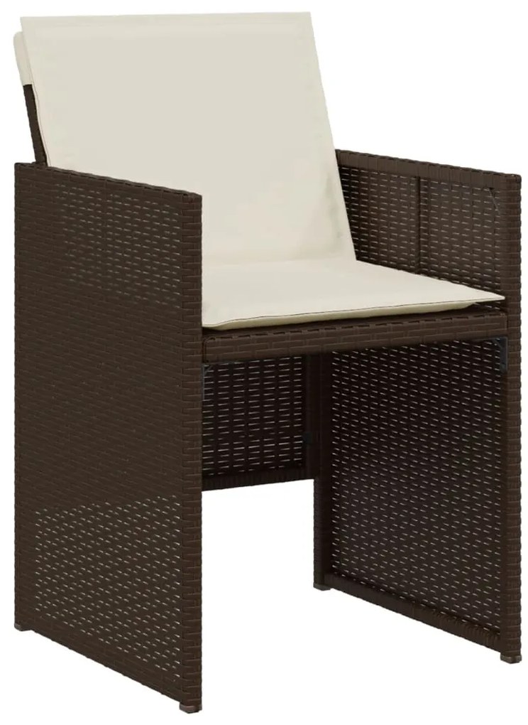 3 pcs conjunto bistrô com almofadões vime PE castanho