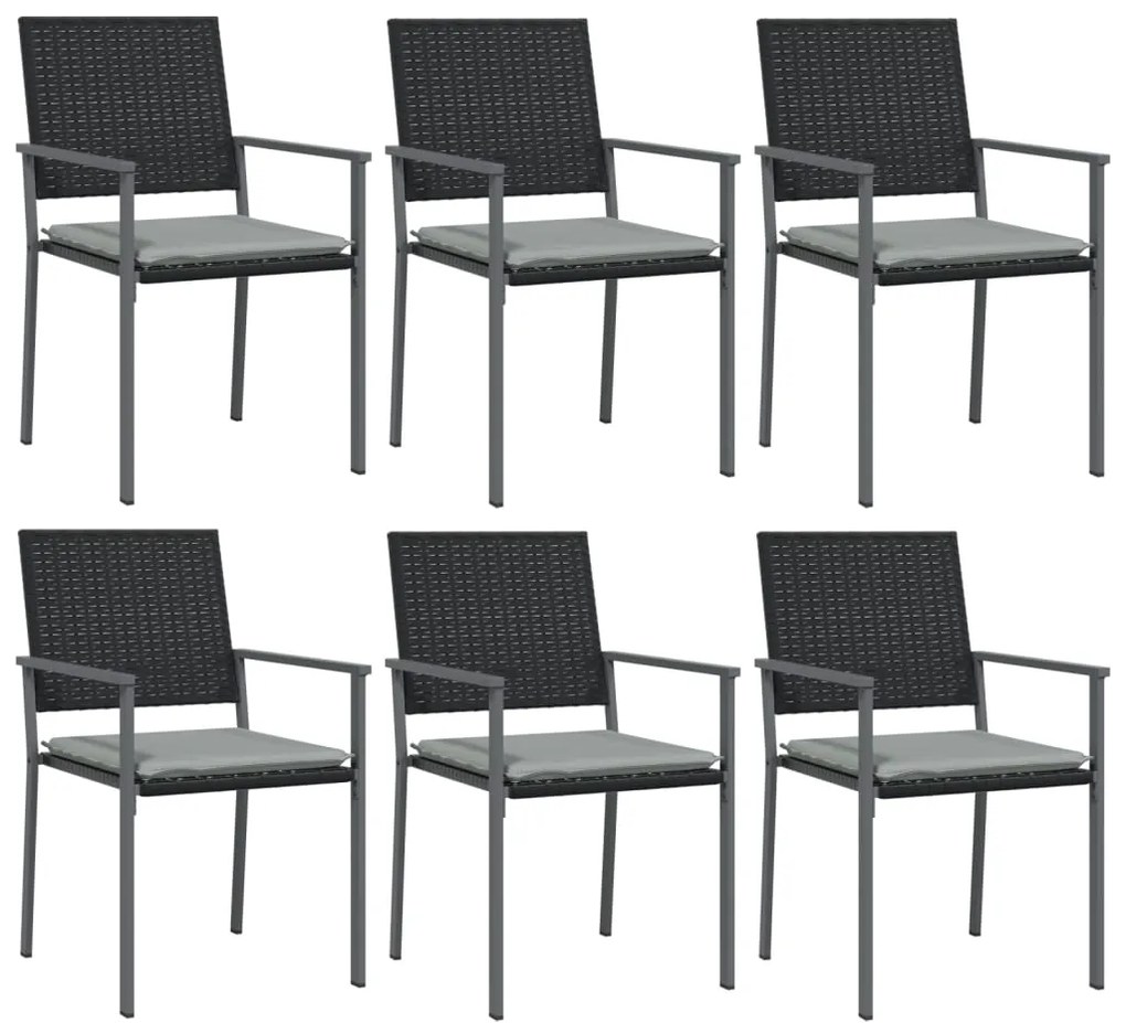 7 pcs conjunto de jantar p/ jardim c/ almofadões vime PE e aço
