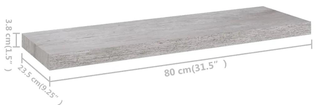Prateleira de parede 80x23,5x3,8 cm MDF cinzento-cimento