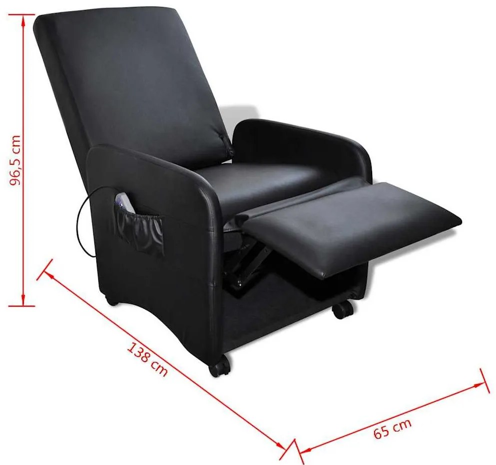 Cadeira de massagens couro artificial preto