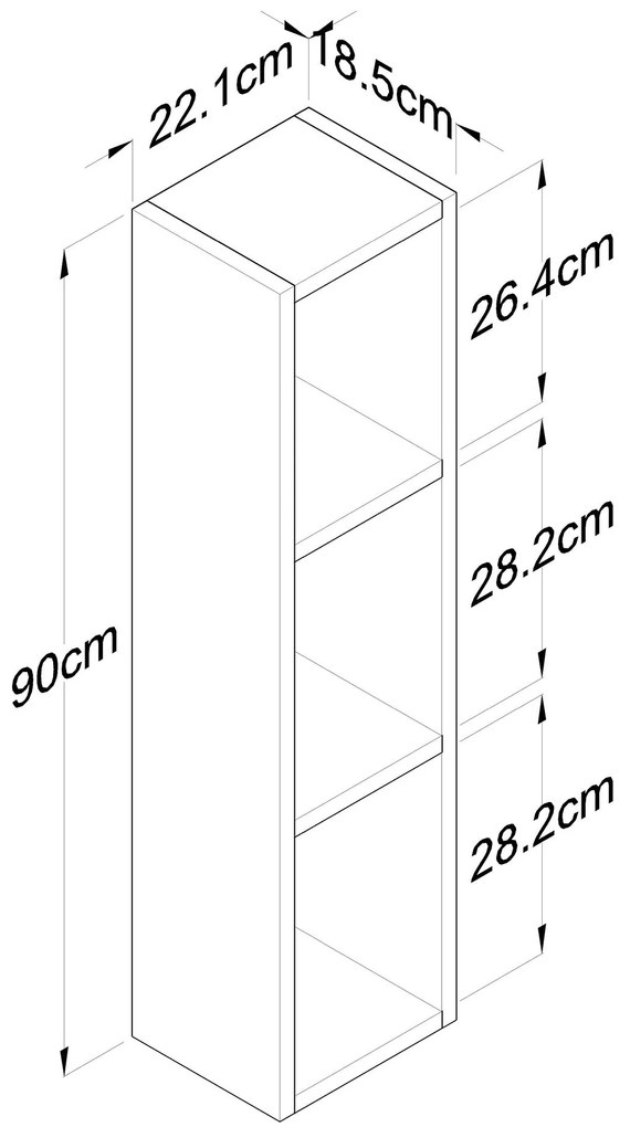 Prateleira de Parede E3 – Nogueira – 22,1x90x18,5 cm