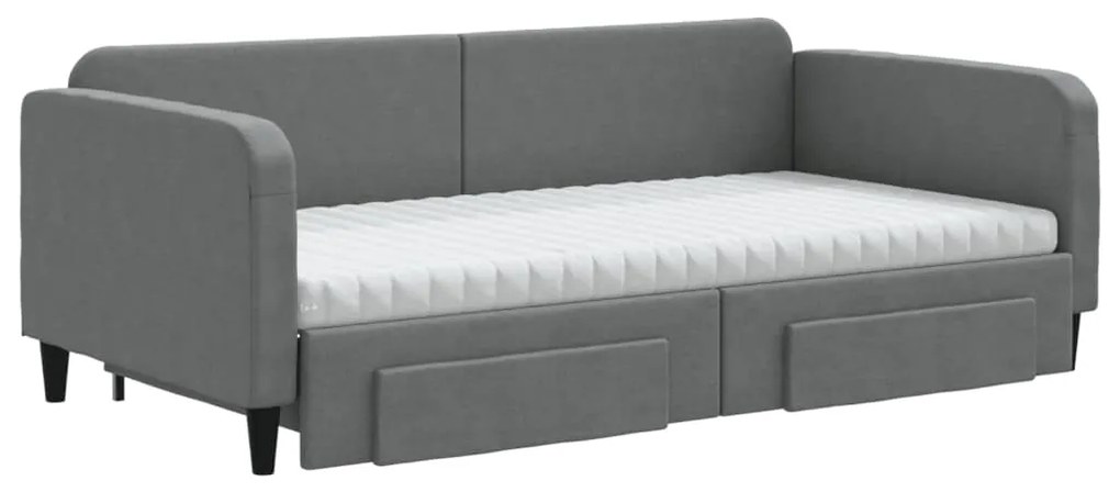 Sofá-cama c/ gavetão/gavetas 100x200 cm tecido cinzento-escuro