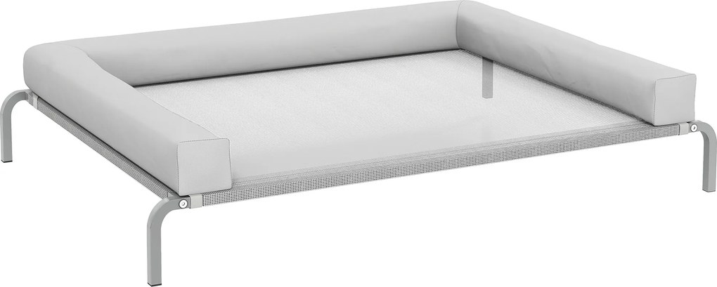 PawHut Cama Elevada para Cães com Latertais Amovíveis Cama Elevada para Cães Grandes Portátil com Malha Respirável 130x90x30 cm Cinza Claro | Aosom Portugal