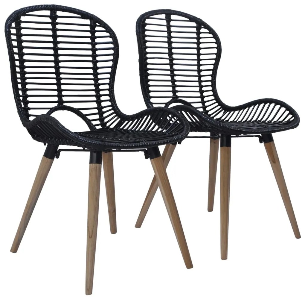 vidaXL Cadeiras de jantar 2 pcs vime genuíno preto