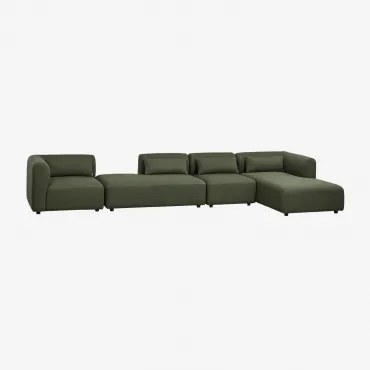 Sofá Modular Chaise Longue Direito De 4 Peças Com Divã Fogler Tecido Pele De Borrego Verde Sálvia - Sklum