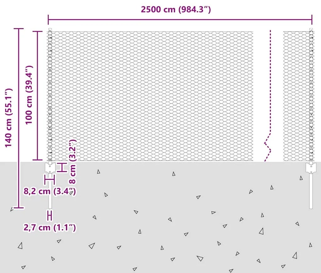 Conjunto de Cerca de Jardim Conjunto de 2 Aço galvanizado
