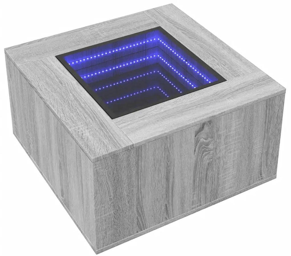 Mesa de centro c/ LEDs 60x60x40 cm derivados de madeira