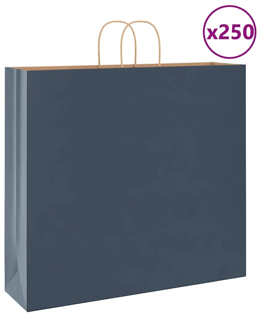 vidaXL Sacos de papel 250 unid com alças azul 54x15x49 cm