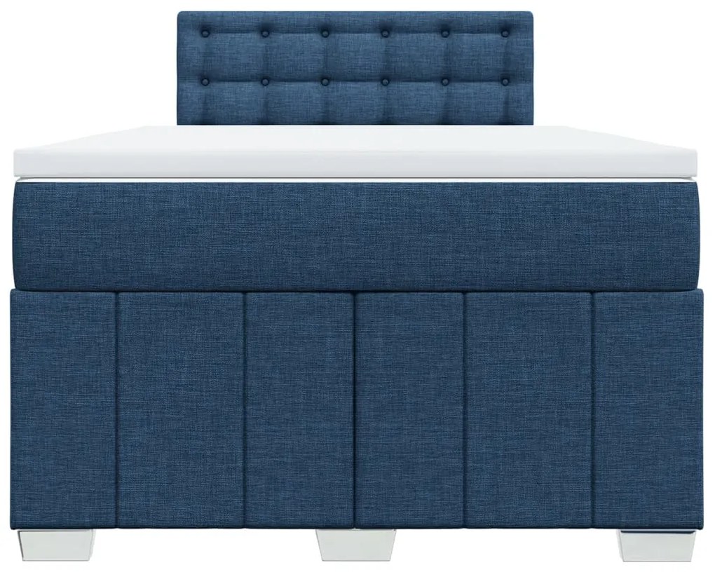 Cama boxspring com colchão 120x190 cm tecido azul