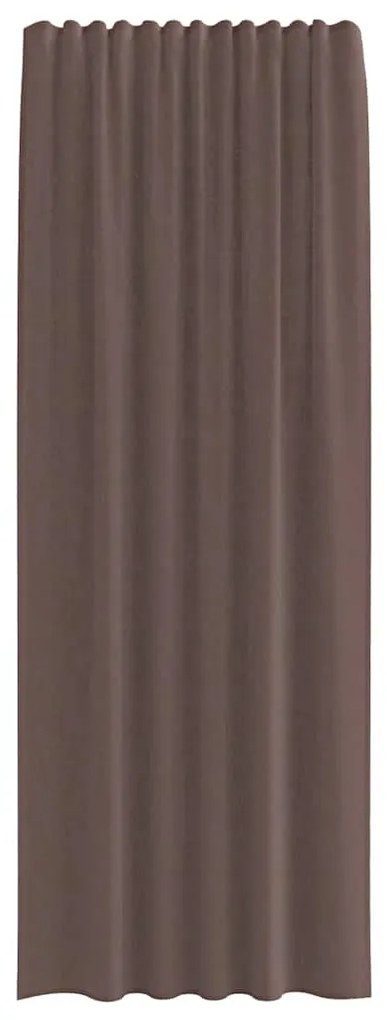 Cortinas de voile com bolsos para varão 2 pcs castanho