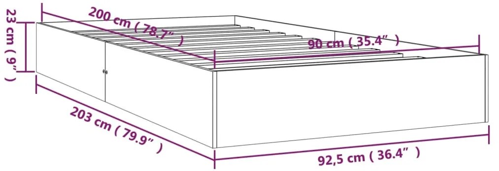 Estrutura de cama 90x200 cm madeira maciça